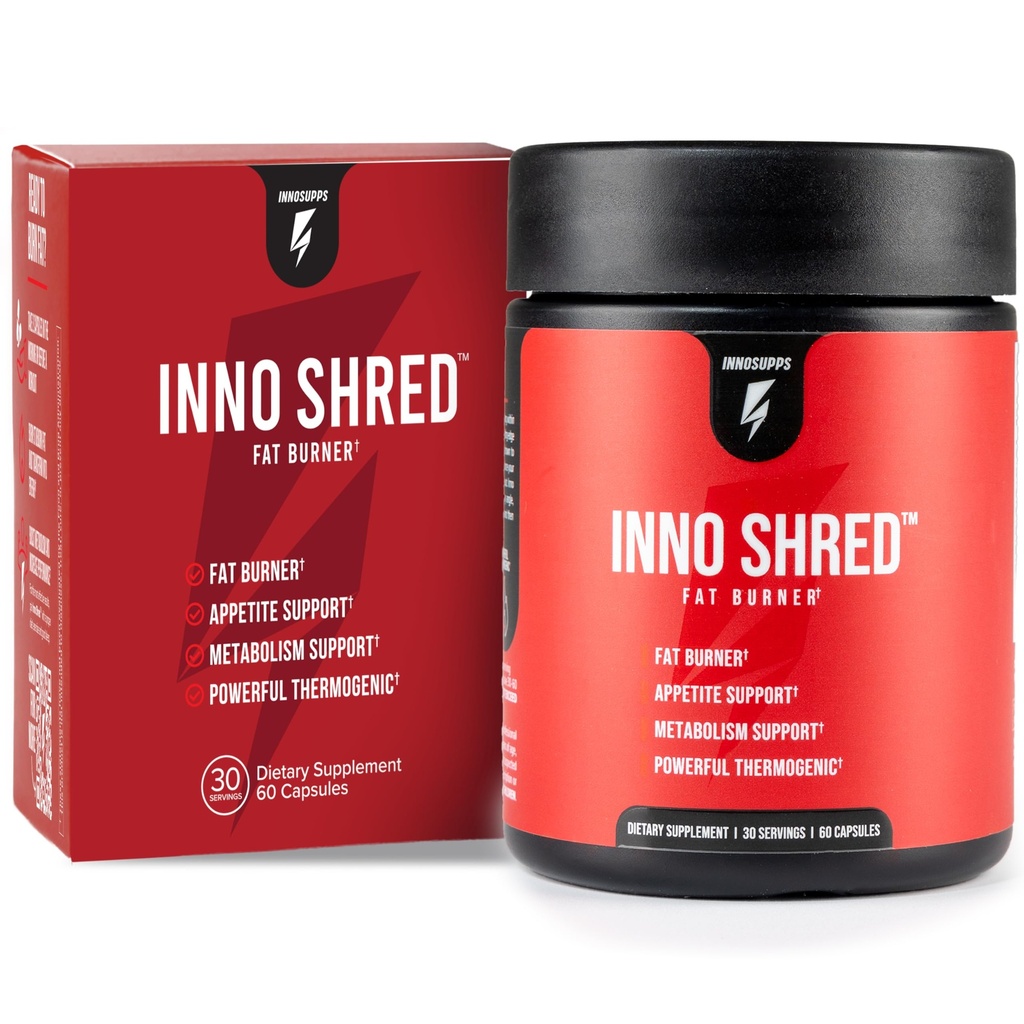 Inno Shred Thermogenic Fat Burner for Men & Women - Apetite Suppressant, Energy & Metabolisme Ondersteuning met Capsimax, Paradoxine, Green Tea Extract - 60 capsules, 30 porties