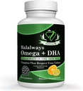 Halalways Omega + DHA Gummies - Triple Strength Omega 3 Visolie Gummy Vitaminen met DHA vetzuren, Nature's Heart Health, Orange & Citroen Smaak Certified Halal Supplement