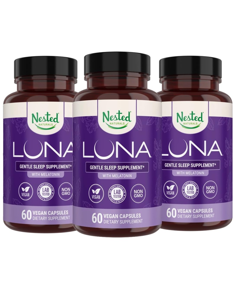 Nested Naturals Luna Herbal Sleep Supplement met Melatonine, Valeriaanwortel, kamille 