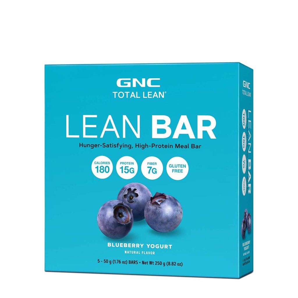 GNC Total Lean Bar | Hunger-Satisfying, High-Protein Meal Bar| Blueberry Yogurt | 5 Bars
