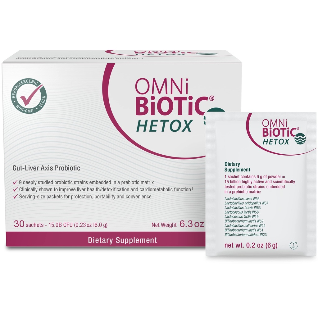 OMNi BiOTiC HETOX Probiotic Liver Detox - Bifidobacterium & Lactobacillus Probiotic Supplement - Hypoallergeen Gut-Liver Support - Non-GMO Detox Cleanse for Men and Women