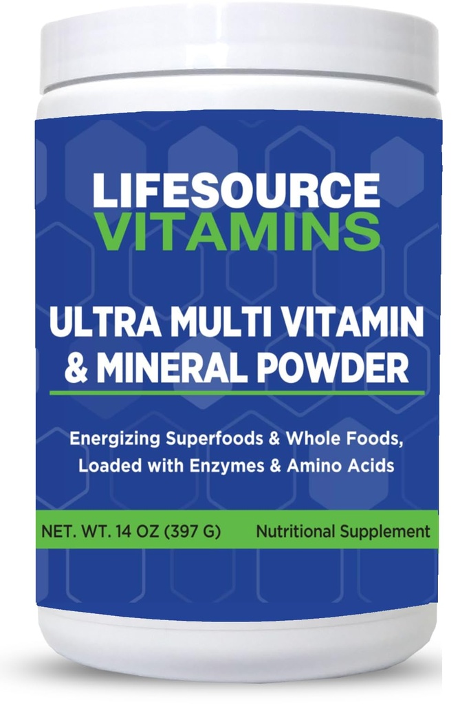 LifeSource Vitamins Ultra Multi Vitamin & Mineral Powder - Whole Food Based - 30 Day Supply