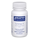Encapsulations pures Synergy K - avec la vitamine K1, K2 & D3 - Supporte les os, les vaisseaux sanguins, l'élasticité vasculaire et l'utilisation du calcium* - Comprend Cholecalciferol - Sans gluten et sans OGM - 60 capsules