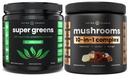 NutraChamps Super Greens Unflavored & Super Champignons: Ultimate Cerveau, Gut & Body Boost
