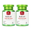 2 Flessen Antarctische Krillolie 1000 mg met Omega-3s EPA, DHA, Astaxanthine en Fosfolipiden 60 Softgels Supplement Geen Fishy Afdronk voor Joint, Hart, Hersenen en Immuniteit - 120 Softgels