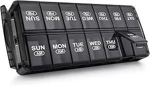 Sukuos Weekly Pill Organizer 7 jours 2 fois par jour, remplissage rapide quotidien Pill Box (AM PM), Extra gros cas de pilule pour la vitamine / huile de poisson / suppléments, l'arthrite amical, facile à nettoyer