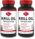 Olympian Labs Antarctica Krill Oil, 1000mg Caps with Astaxanthine, Omega-3, EPA, DHA, Immune, Joint & Brain Support, 60 Softgels (Pack of 2)