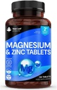 Magnesium Supplement 500mg Magnesium en Zink Supplement - Hoge absorptie Magnesiumoxide en zink - Spierbeenderen en gezonde immuunfunctie - Veganistisch, niet-GGO, Glutenvrij - 120 Makkelijk doorslikken Tabletten