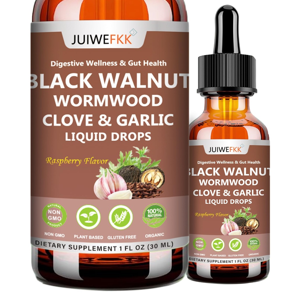 Wormwood Black Walnut Clove for Humans Tincture, Advanced 8-in-1 Gut Cleanse Detox & Digestive Well -ness w. Garlic Pumpkin Seeds Soursop Oregano Plantain 10:1 Extract Liposomal Tech 98% Absorption