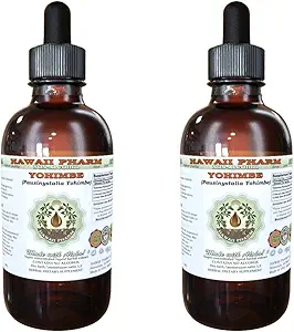 Hawaii Pharm Yohimbe Extrait liquide sans alcool, Yohimbe liquide (Pausinystalia Yohimbe) glycérite séchée glycérite supplément naturel à base de plantes, États-Unis 2x2 fl.oz