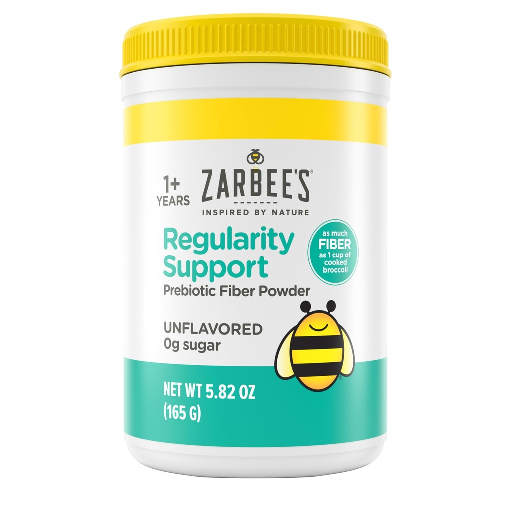 Zarbee’s Children’s Regularity Support Prebiotic Fiber Powder, Flavorless, Sugar Free, Gluten-Free, Daily Fiber Supplement for Kids & Toddlers 1 to 12 Years, 5.82 oz