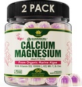 2 Pack - Plant Based Calcium Gummies 600mg met vitamine D3 K2, Magnesium, zink voor botsterkte, suikervrije calciumsupplementen voor vrouwen en mannen (gecertificeerd veganistisch) van duurzaam Biologische Red Algen