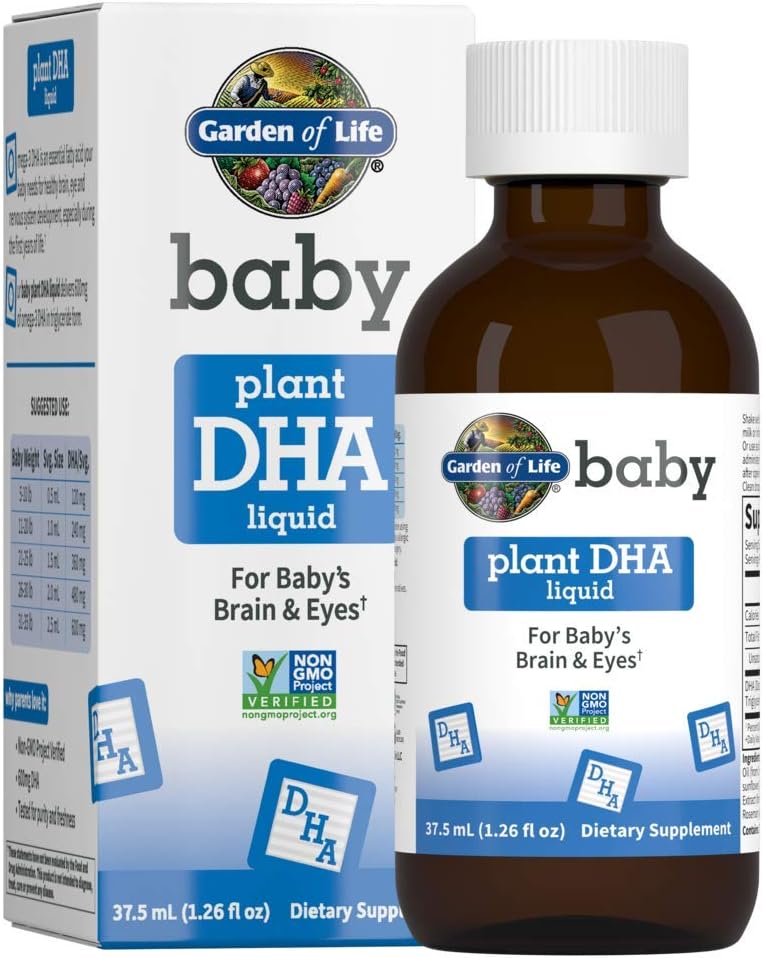 Tuin van het leven Baby DHA Drops, 600mg Omega 3 DHA Vegan voor Baby's Hersenen & Ogen van Vegetarisch Vriendelijke Planten Bronnen (Geen Visolie) voor Baby's & Peugeotten, 37,5 ml (1,26 fl oz) Vloeibaar