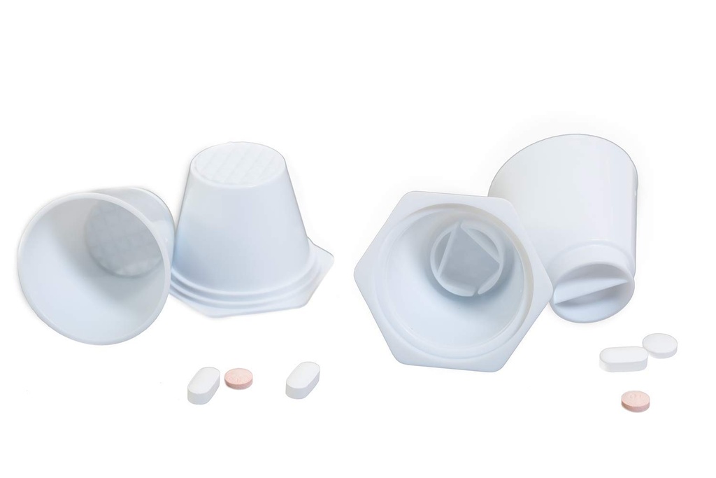 Pill Crusher, Grinder, Cutter/Splitter Cups by MegaPill for Tablets & Small Pills (2 Pack) |Option to add Liquid, Shake, and Drink. Easy to Use!