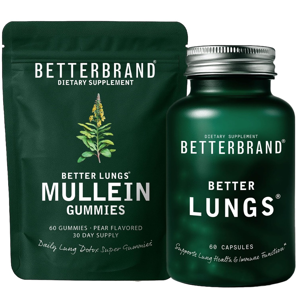Betterbrand Better Longs Health Pack - BetterLungs & Mullein Gummies - Complete Respiratory Wellness Pack: BetterLungs & Mullein Gummies - 30 Day Supply
