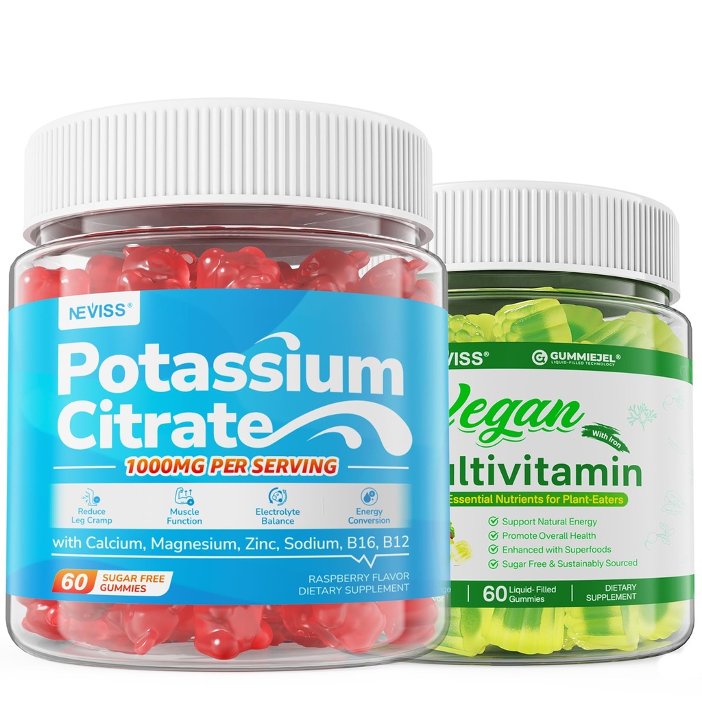 NEVISS Vegan Multivitamin Gummies with Potassium Citrate 1000mg Gummies