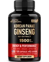 Panax Ginseng 15.000 mg - Rood-Koreaanse Ginseng Supplement voor mannen - Extra sterkte 10:1 Extract - Energie, Focus, Productiviteit & Performance - Natural & Vegan - Made in USA - 120 Capsules, 2 maand levering