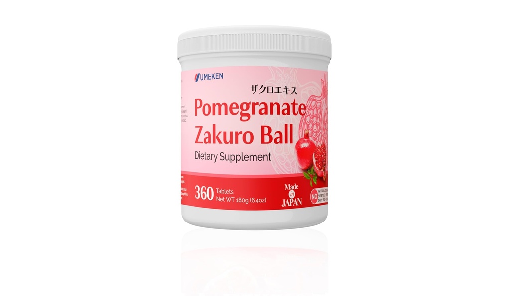Umeken Granaatappelballen, Kauwbare supplement met natuurlijke vitaminen, mineralen, Citroenzuur & Tannins, Japanse Granaatappelsupplementen voor vrouwen, 2 maanden levering, 360 Telfles, Pack van 1