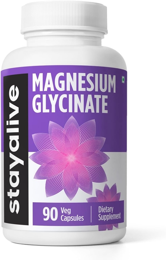 STAY LEVEND chelated Magnesium Glycinate 500 mg, hoge absorptie, 90 capsules, 100% zuiver Glycinate poeder, extra sterkte magnesiumsupplement voor vrouwen en mannen, niet-GMO & Glutenvrije pillen