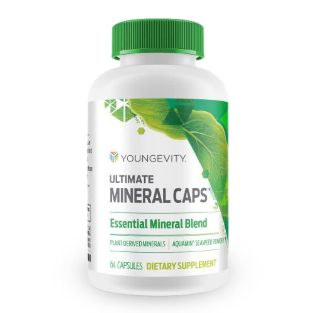 Youngevity Ultimate Mineral CapsTM - 70+ Essential Full Spectrum Trace Minerals - Nutriënt-Dense, afgeleid van Humic & Aquamin Seaweed (64 Capsule)