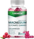 Glycinat de magnésium Gommies 1000mg - Supplément de potassium de magnésium sans sucre avec vitamine D, B6, CoQ10 pour l'humeur calme et le soutien du sommeil - 60Gommies de framboises