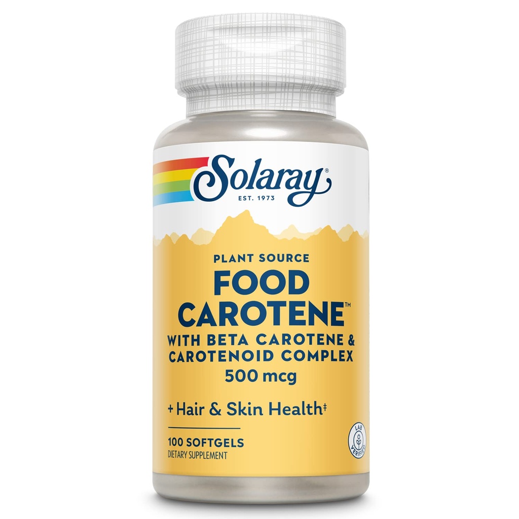Carotène alimentaire SOLARAY, vitamine A 10000 UI, peau saine, yeux, antioxydant et immunosupport (100 CT)