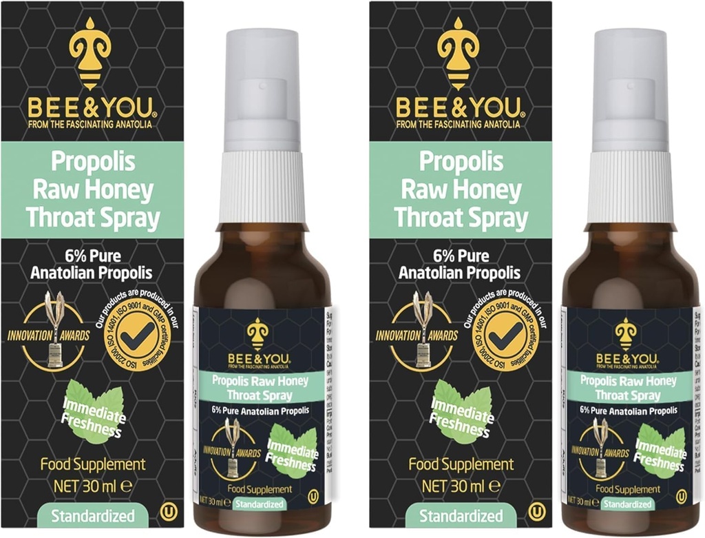 Bijen en u ruwe honing keel Spray, 100% Pure Propolis Extract, Immune Support, Sore Throat & Congestie Relief, Orale Gezondheid, Antioxidanten, Natuurlijke, Keto, Paleo, Glutenvrije