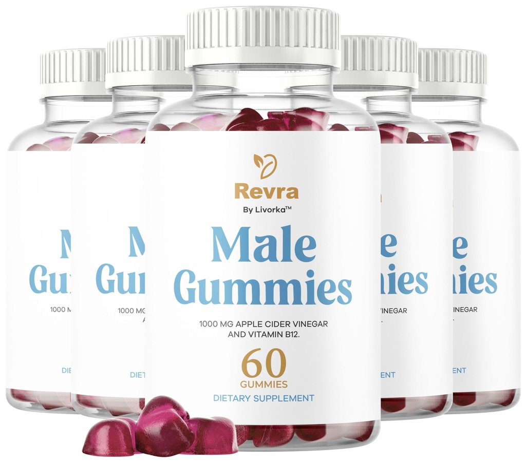 (5 Pack) Revra Gummies - Official Revra Gummys for Men Premium Natural Ingredients - Maximum Strength, Supplement Daily Energy Advanced Formula for Overall Health & Wellness, 300 Gummies for 5 Months