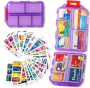 Pillen Organisator met Medicine Labels Reizen Dagelijkse Pillen Container Mini Medicatie Organisator Opslag Pillen Organisator Travel Essentials Pill Case 7 Day (Purple& 161 Lables)