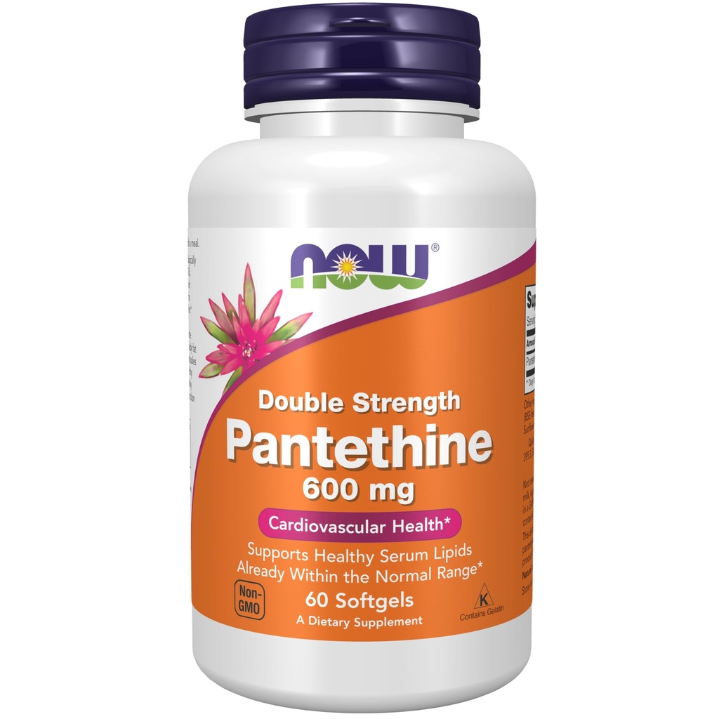 MAINTENANT Aliments suppléments, Pantethine (Coenzyme A Précurseur) 600 mg, double résistance, santé cardiovasculaire*, 60 softgels