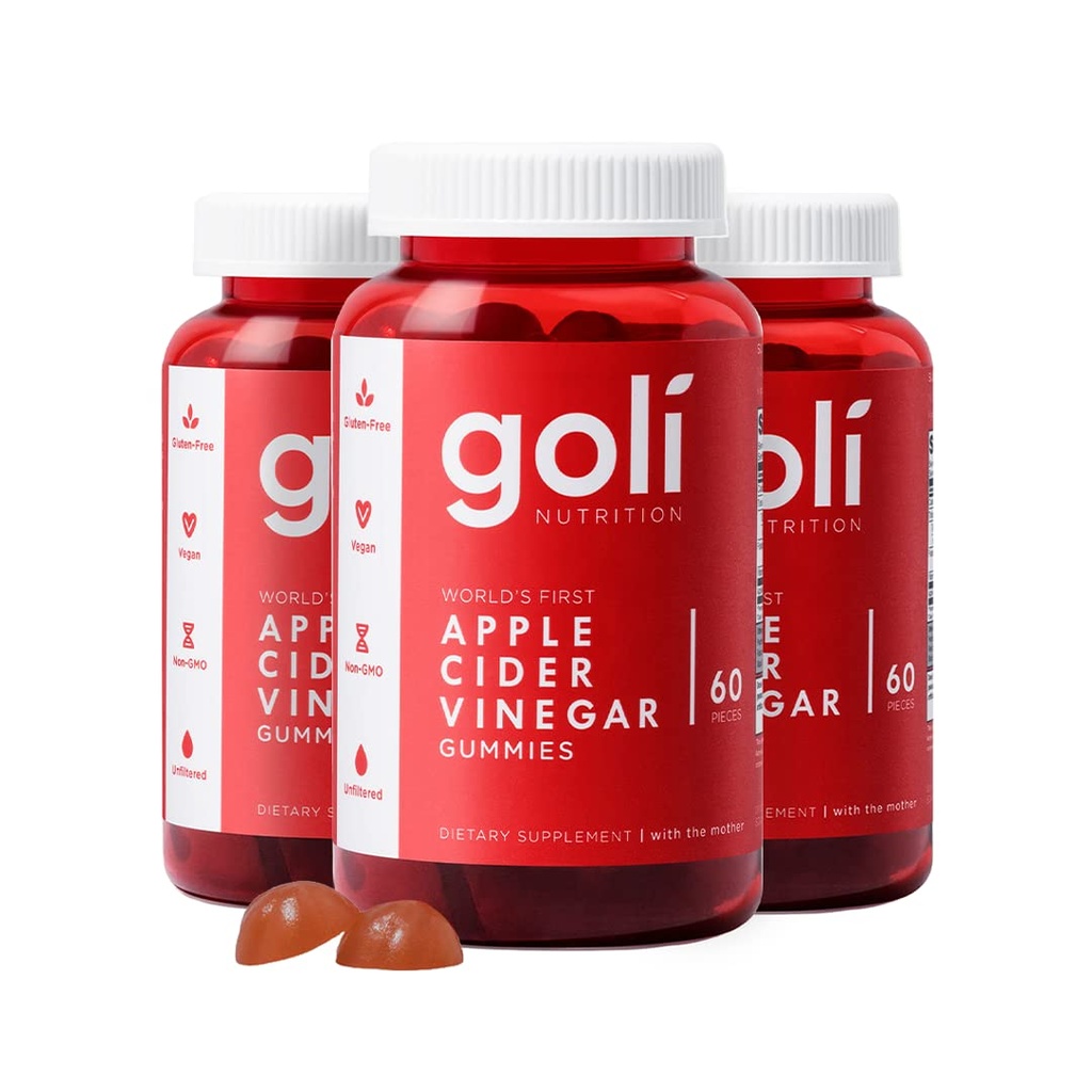 Goli Apple Cider Vinegar Gummy Vitamins - 180 Count - Vitaminen B9 & B12, Gelatinevrij, Glutenvrij, Veganistisch & Non-GMO