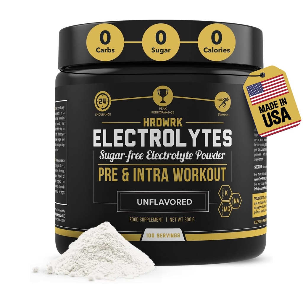 HRDWRK - Elektrolyten Poeder Keto Hydration Sugar Free met Magnesium, Kalium en Natrium - 100 Servingen 