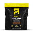 Ascent 100% Whey Protein Powder - Post Workout Whey Protein Isolate, Zero Artificial Flavors & Sweeteners, Soy & Gluten Free, 5.5g BCAA, 2.6g Leucine, Essential Amino Acids, Chocolate 4 lb