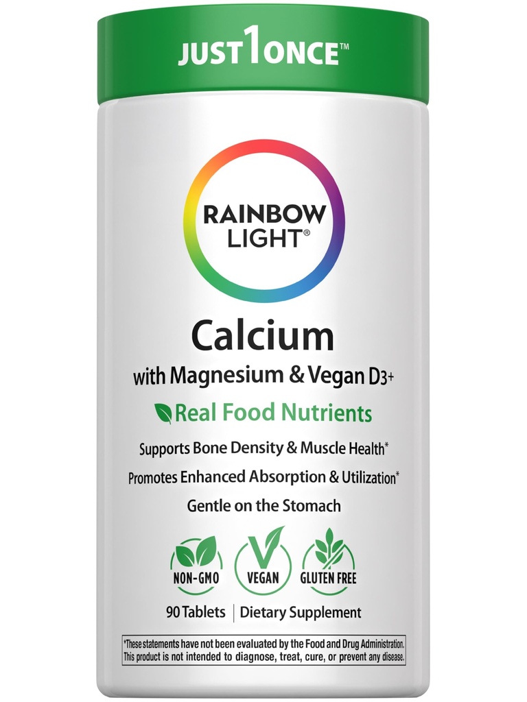 Rainbow Light Calcium Complex with Magnesium & Vitamin D3 + | 90 Tablets | Real Food Nutrients | Supports Bone Density & Muscle Health | Vegan Supplement for Men and Women