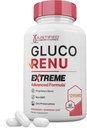 Gluco Renu Extreme 1295MG Glyco Support pillen Advacned Formula Gluo Renew Glycogen Ondersteuning Geformuleerd met Kurkuma Berberine Resveratrol Knoflook Bitter Melon Milk Thistle 60 Capsules