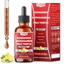 9in1 Schisandra Berry Extract Liquid Drops with Ashwagandha, Milk Thistle, Turmeric Curcumin, Ginkgo Biloba, Rhodiola, Panax Ginseng, Lemon Balm, & Rosemary - 30 Days Supply - 1FL Oz