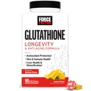 Force Factor Glutathione Longevity & Anti-Aging with 500mg Reduced Glutathione, Master Antioxidant to Support Immune Health, Skin, Cellular Energy & Liver Detox, Lemon Flavor, 60 Soft Chews