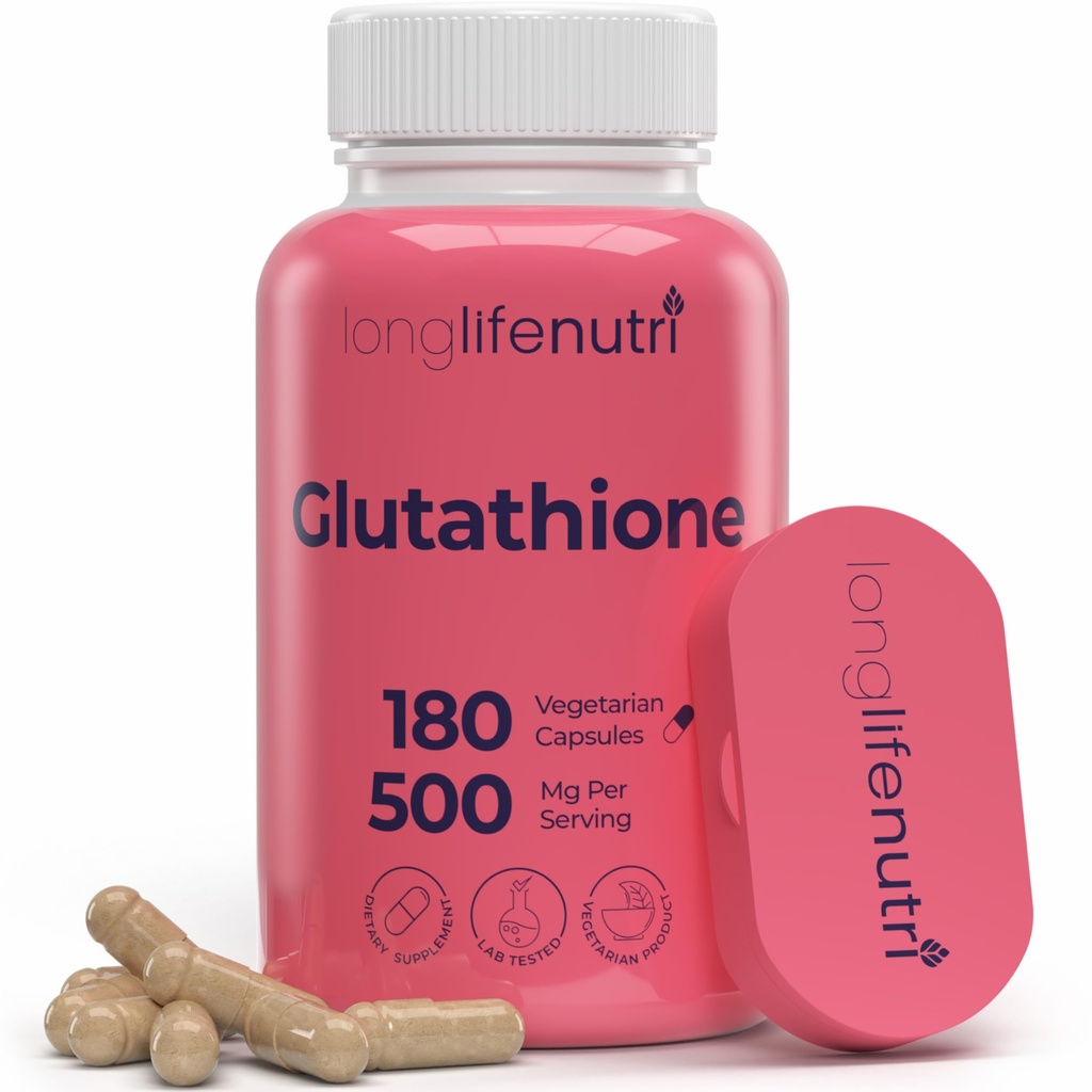 Reduced Glutathione 500mg – with White Milk Thistle and Alpha Lipoic Acid, 180 Vegetarian Capsules, Natural Antioxidant, 3-Month Supply, GMP Certified, Made in USA