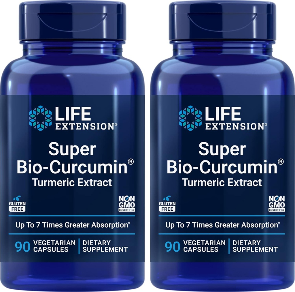 Prolongation de la durée de vie Super Bio-Curcumine Turmeric Extract 400mg, 90capsules de légumes (paquet de 2) - Capsule végétarienne - Non-OGM - Très absorbant
