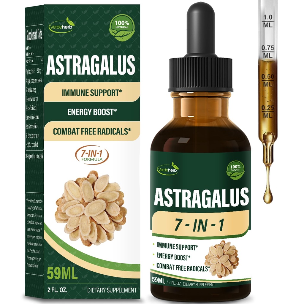 Astragalus Root Extract Kruidendruppels voor Immune System Support, Immunity Health & Energy Boost Tinctuur Supplementen met Rhodiola Rosea, Echinacea, Elderberry, Reishi, Ginseng. Huang Qi. 2oz