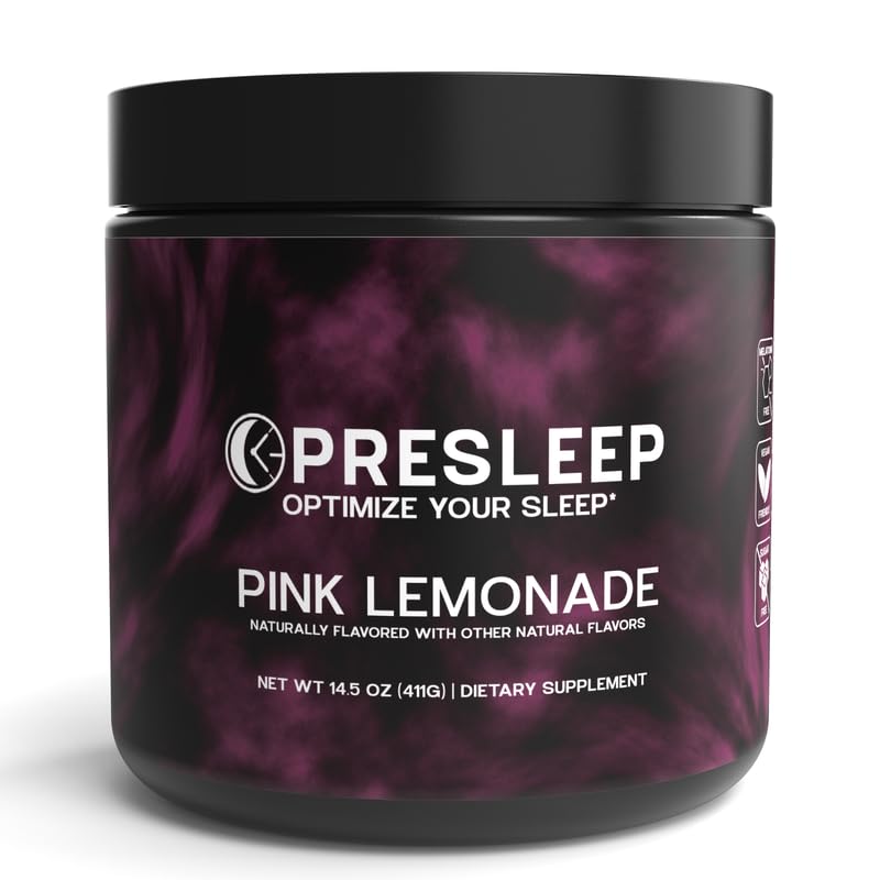 Natural Sleep Powder Melatonin-Free Sleep Aid with Magnesium Glycinate, L-Theanine & Glycine Non-Habit Forming, Vegan, Gluten Free, 30 Servings, Pink Lemonade