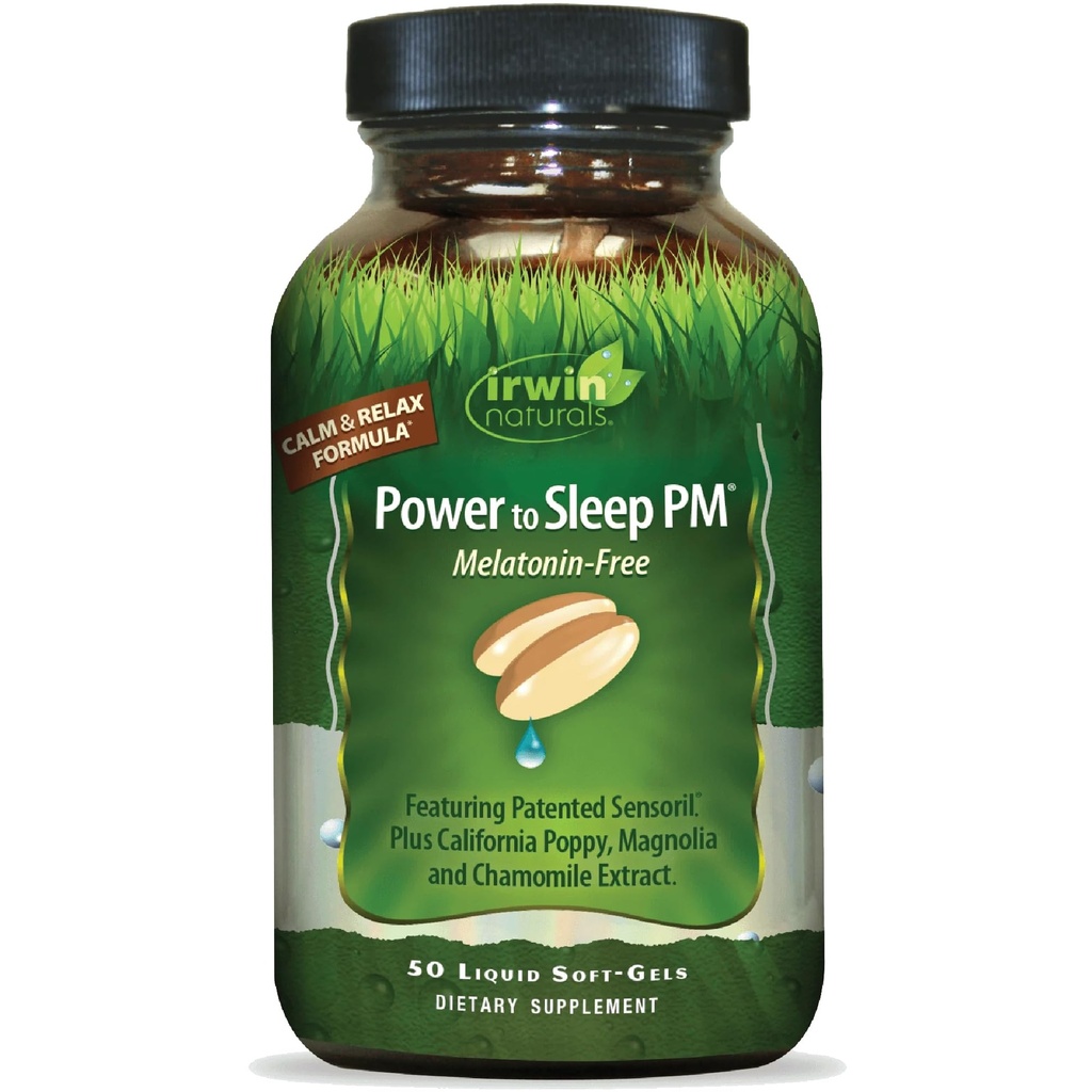 Irwin Naturals Power to Sleep PM Melatonin-Free – Natural Sleep Support with Ashwagandha, Magnesium, GABA & L-Theanine – Promotes Calm Mind, Restful Sleep & Well-Being – 50 Soft-Gels