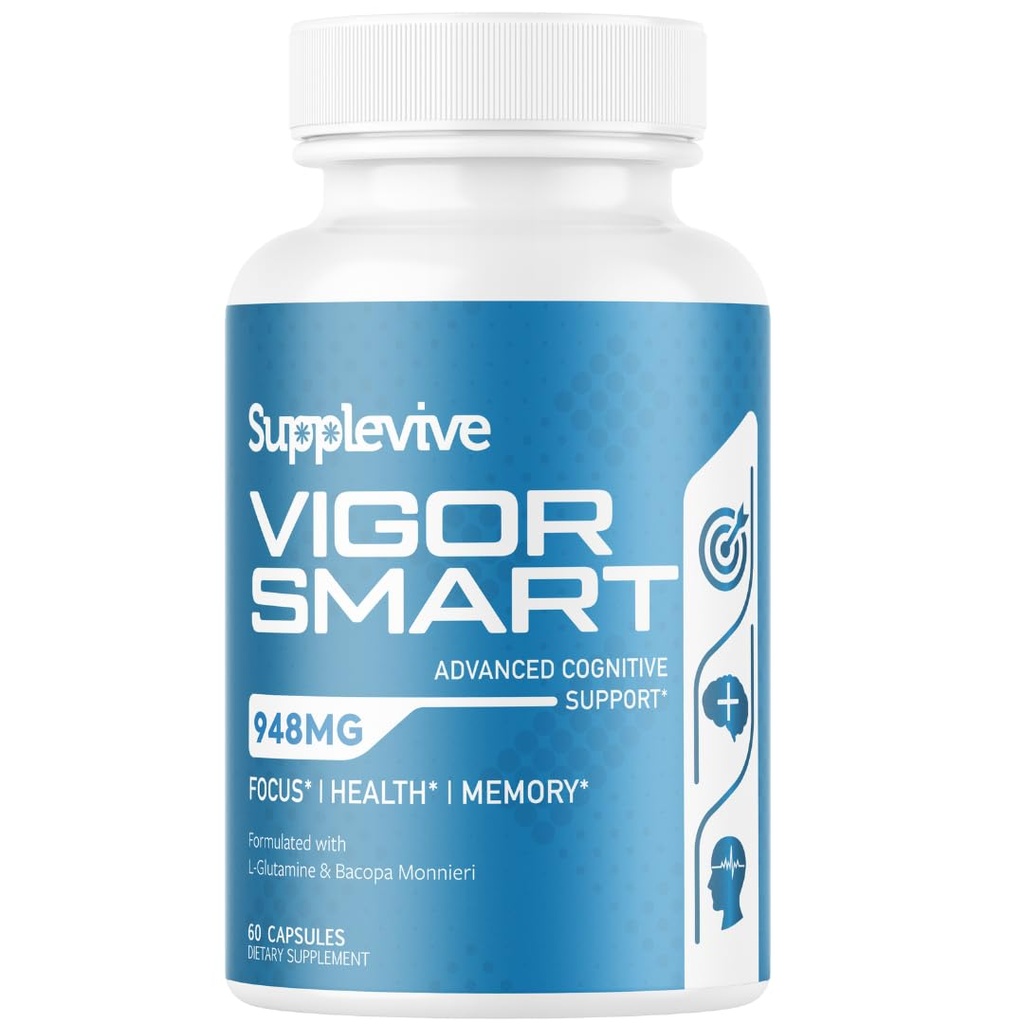 Vigor Smart - Premium Nootropic Brain Supplement, 60 Count, for Men & Women - Focus Capsules for Concentration, Brain Booster & Memory Support - Phosphatidylserine, Bacopa (1)