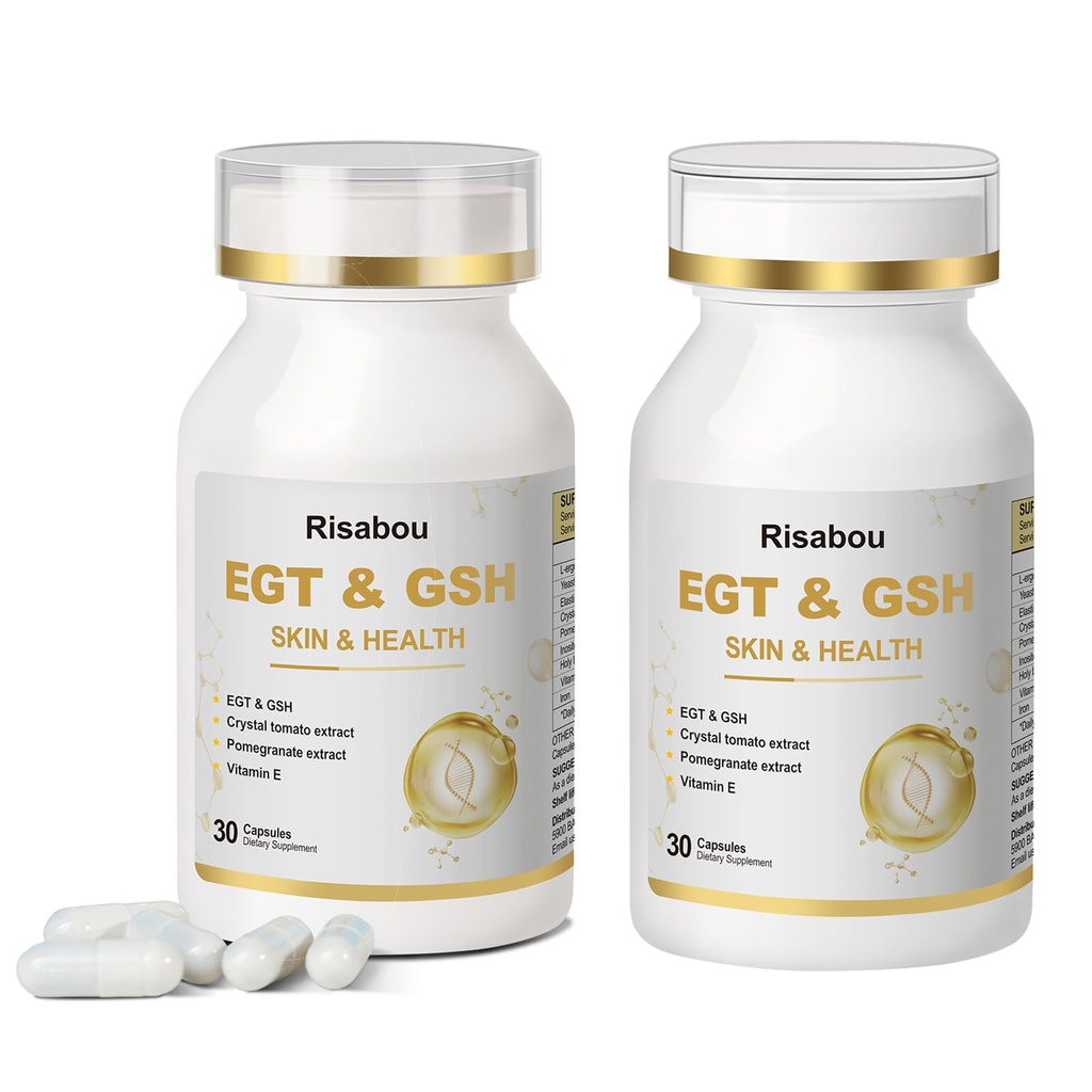 L-Ergothioneine with Iron Supplement for Women | Skin Care, Brain, Immune, Cognitive Support, Extract as Yeast, Crystal Tomato, Pomegranate, Holy Blackberry and Inositol, Elastin, Vitamin E | 60 Caps