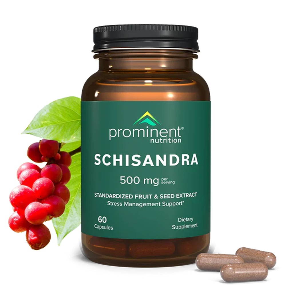 Nutrition prédominante Schisandra Berry Extract,Recherche clinique de la dose de 500 mg pour la prise en charge du stress, standardisée pour les schisandrins, extrait de fruits pur Schisandra Chinensis,60 Capsules -1 Pack