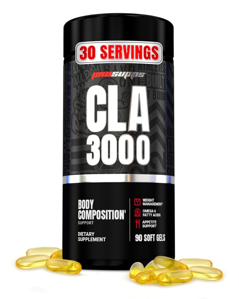 PROSUPPS CLA 3000 Lean Soutien à la composition du corps - Supplément d'entraînement à l'acide linoléique conjugué sans stimulation pour la gestion du poids et le soutien de l'appétit avec l'acide gras Omega 6 - Gym & Fitness - 90 Softgels