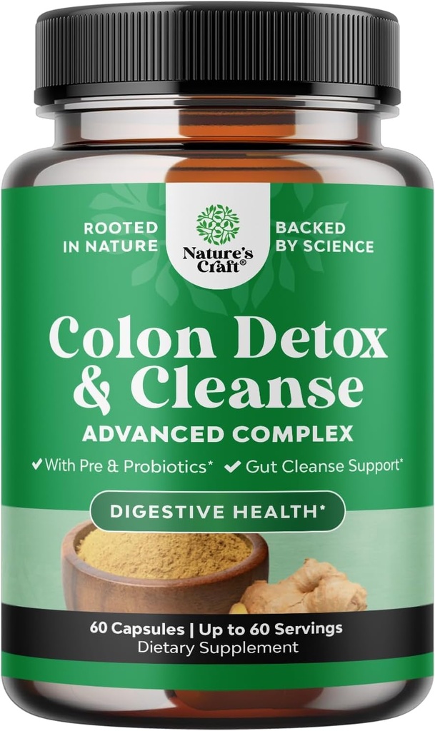 Herbal Colon Cleanse voor vrouwen en mannen - 15 dagen Gut Cleanse Detox voor vrouwen en mannen met Senna Leaf Cascara Sagrada & Psyllium Husk for Fasting Acting Relief - 3rd Party Tested Made in The USA - 60 Count
