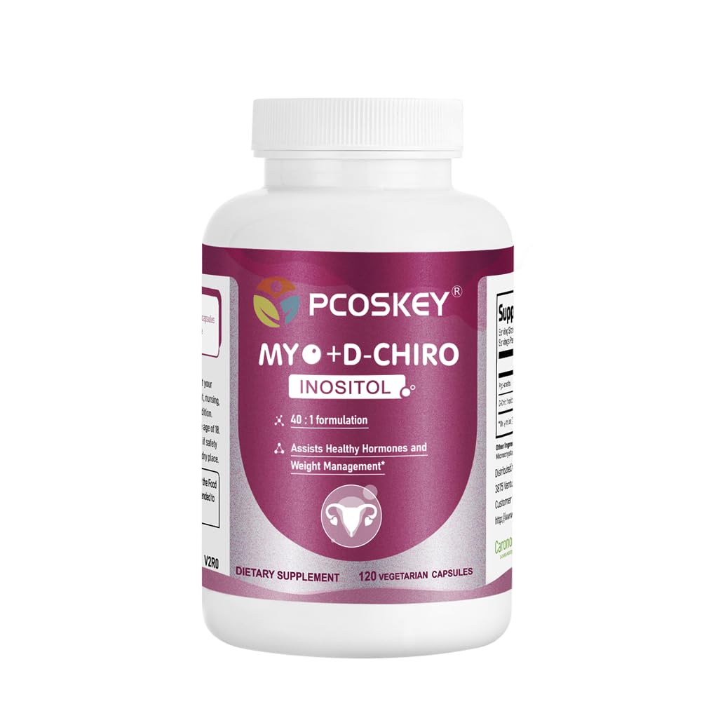 pcoskey® Myo-Inositol & D-Chiro Inositol 40:1 Ratio Capsules – Hormone & Metabolic Support for Women, 120 Vegetarian Capsules