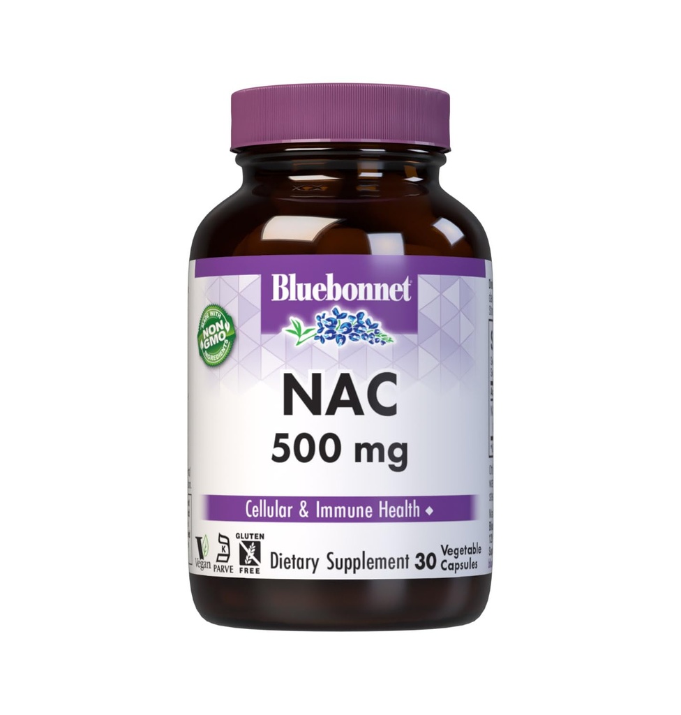 Bluebonnet NAC 500 mg Vitamine Capsules, 30 Tel.