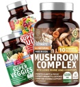 Number One Nutrition N1N Premium Mushroom Complex [10 Krachtige Paddenstoelen] en Super Fruit & Veggies [40 Whole Fruits & Greens], 2 Pack Bundel